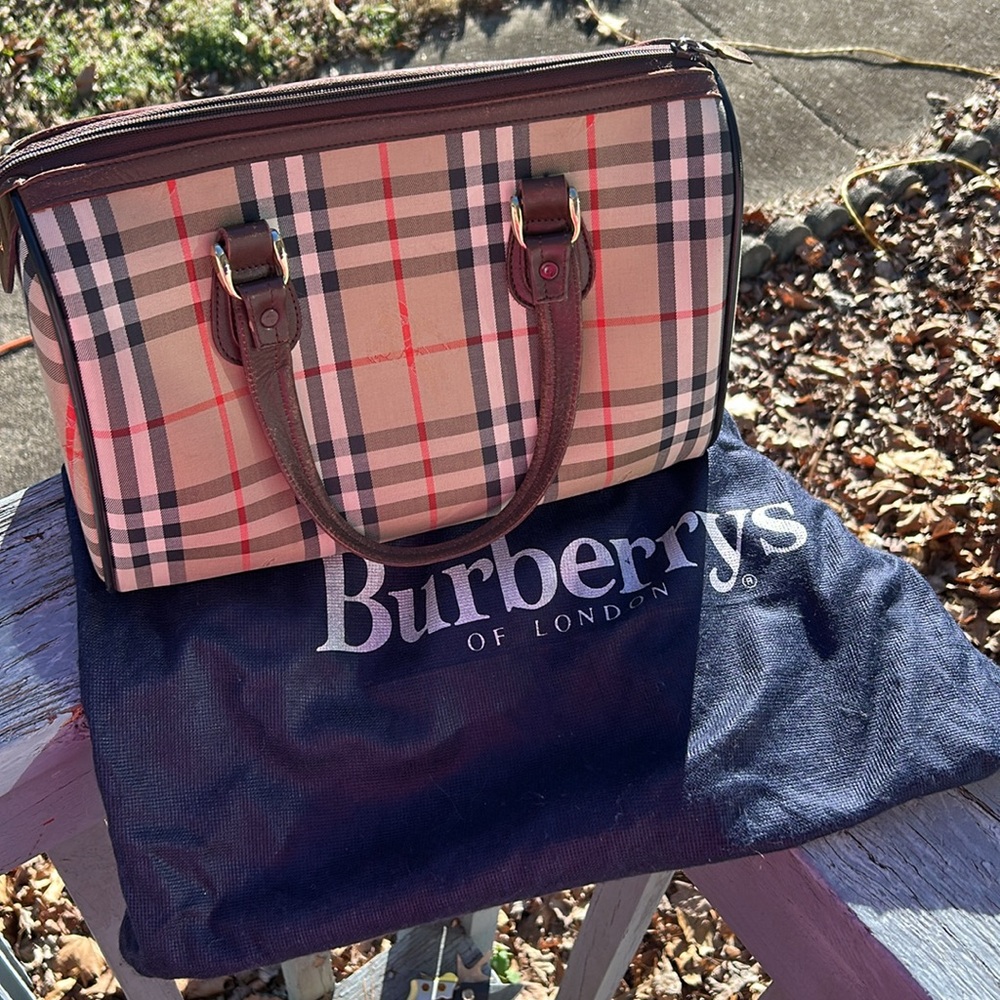 Authentic Burberry Plaid Nova Check Boston Bag w/ Dustbag
